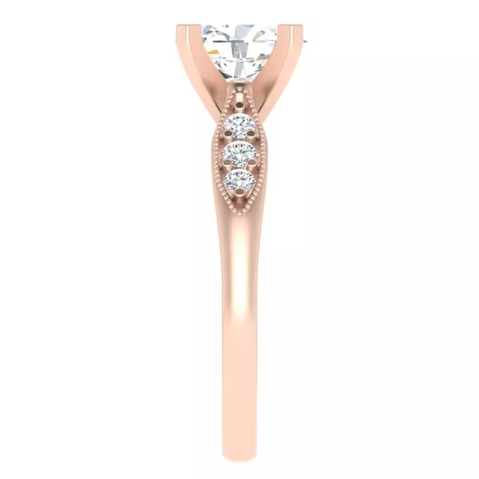 14K ROSE GOLD MILGRAIN MARQUISE ENAGEMENT RING